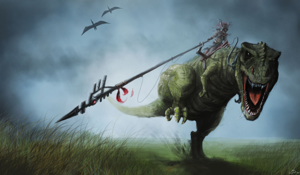 Всадник на динозавре