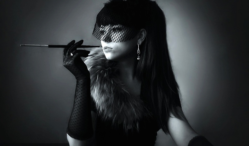 Курящая девушка в стиле ретро