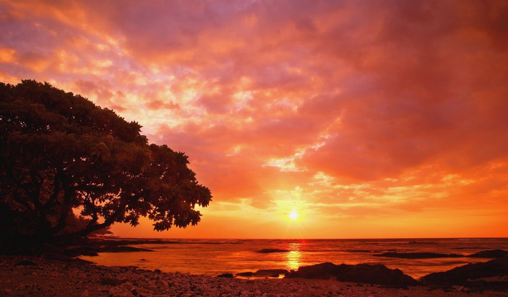 Закат на пляже Коста-Рика