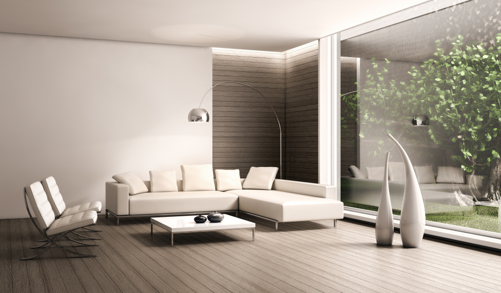 Окно на всю стену в гостиной