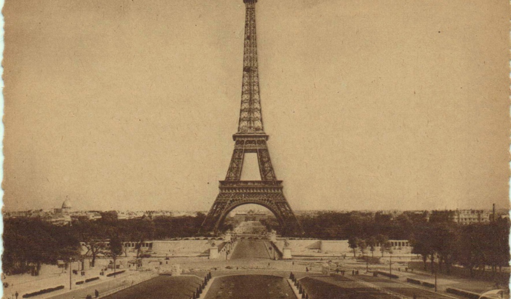 Very old photo of the Eiffel Tower