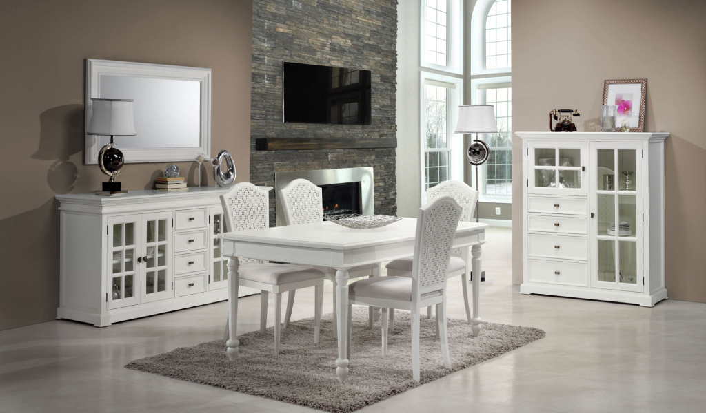 Белая мебель в столовой