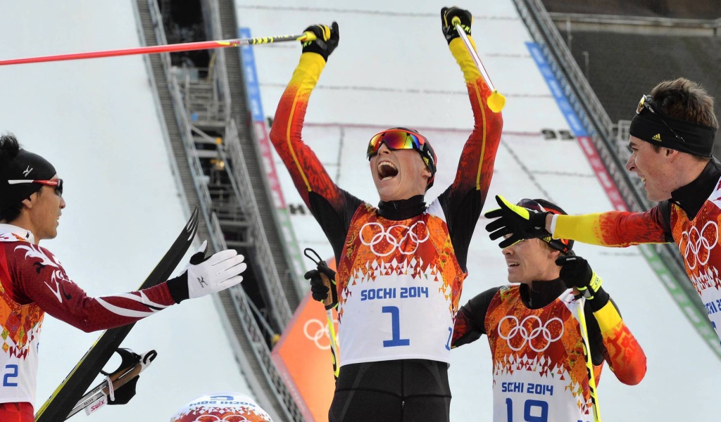 Обладатель серебряной медали в дисциплине лыжное двоеборье Йоханнес Ридзек на олимпиаде в Сочи