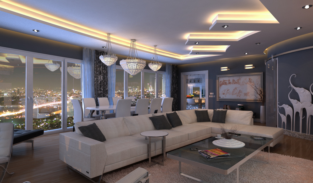 Большой белый диван