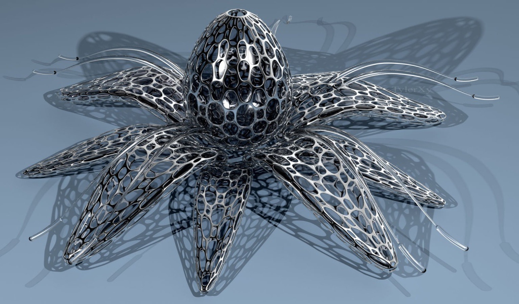 Цветок из металла, 3-Д графика