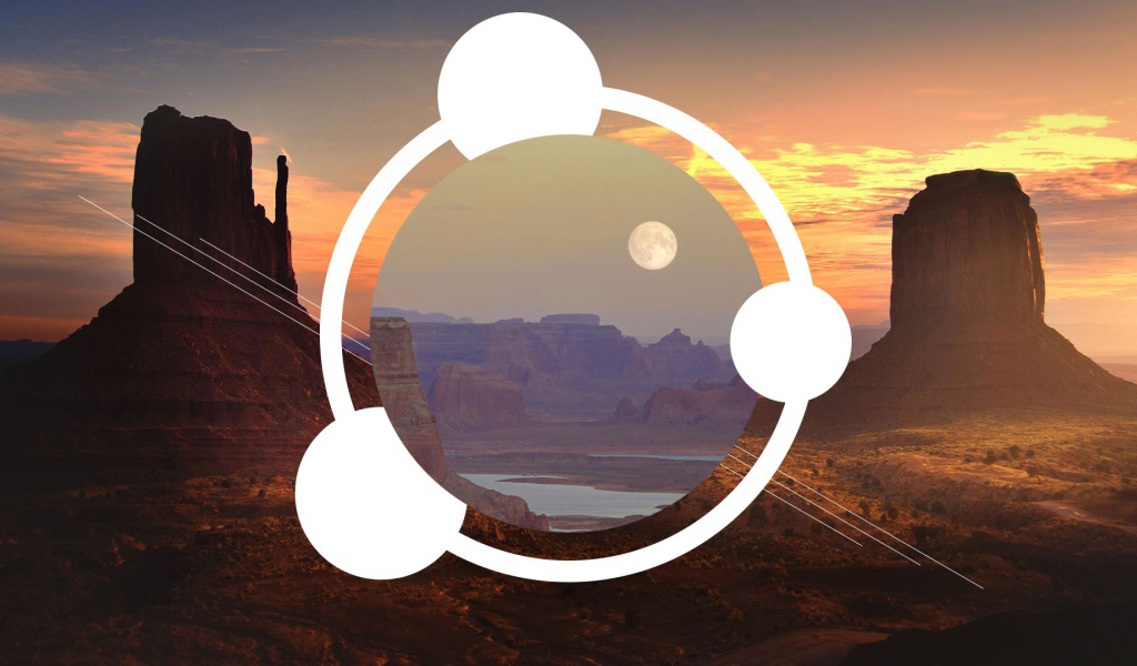 Абстрактные круги на фоне каньона