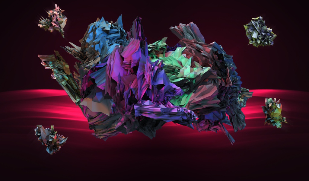 Абстрактный кристалл на красном фоне