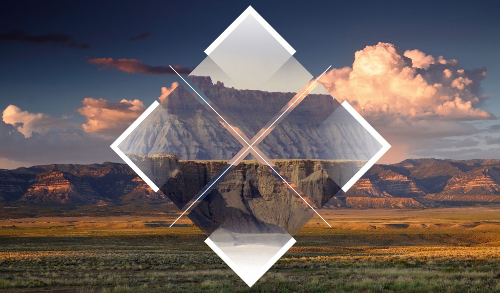 Абстракция на фоне скал