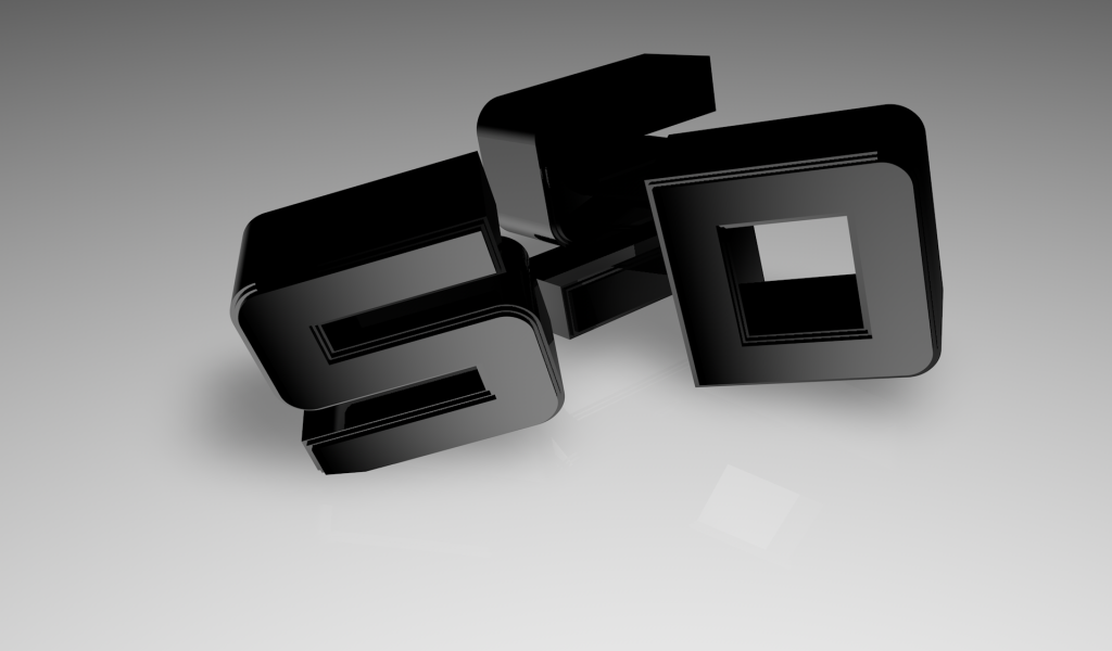 Черные буквы на сером фоне, 3Д модель