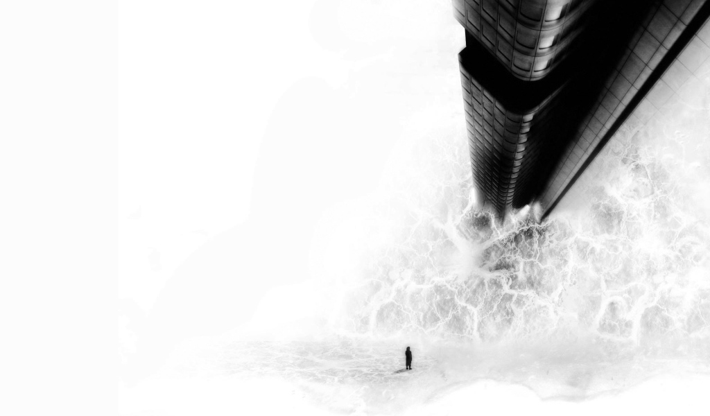 Черное вертикальное строение на белом фоне