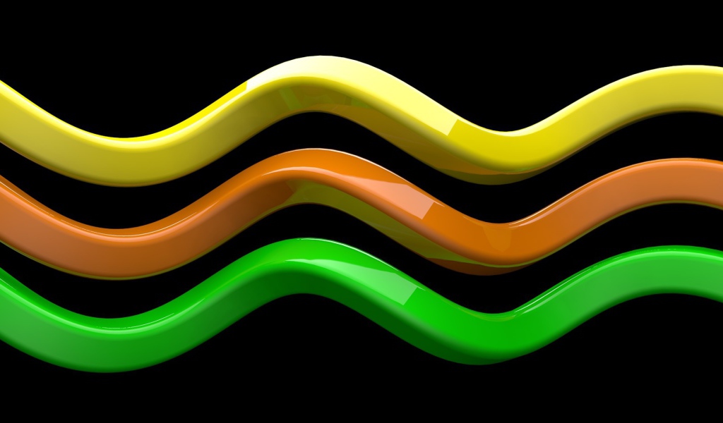 Яркие волны на черном фоне, 3-Д графика