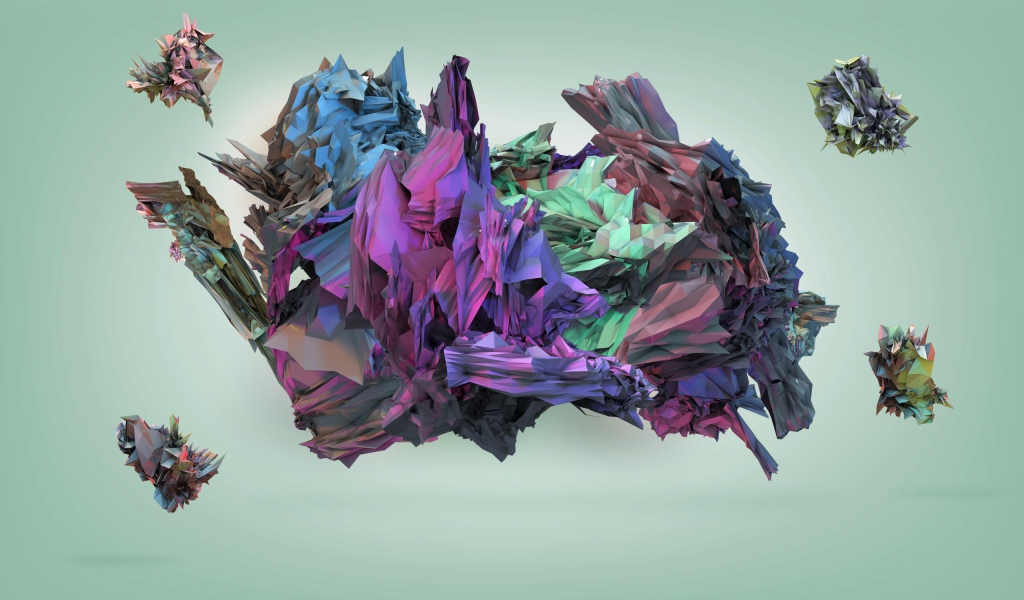 Кристаллы на голубом фоне