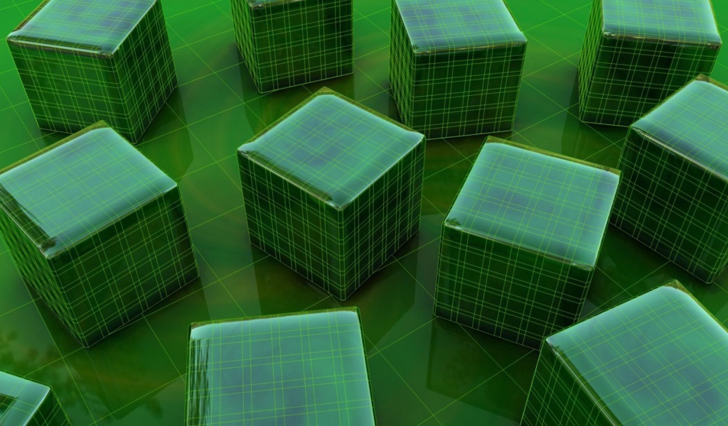Зеленые клетчатые кубы