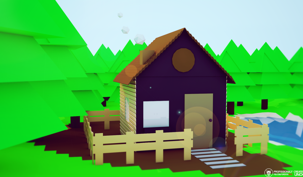 Домик среди леса, 3Д графика