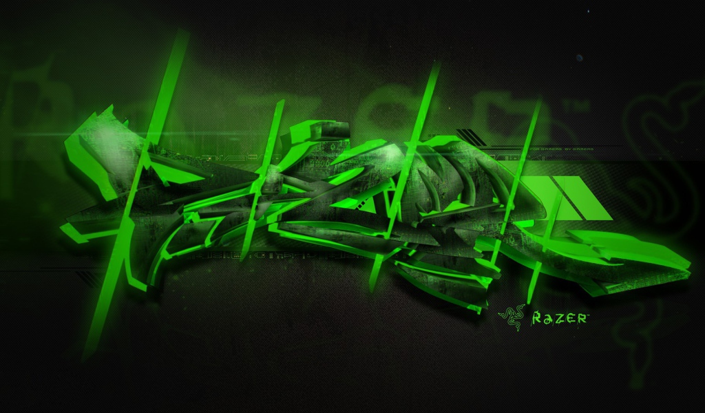 Надпись зелеными 3-Д буквами