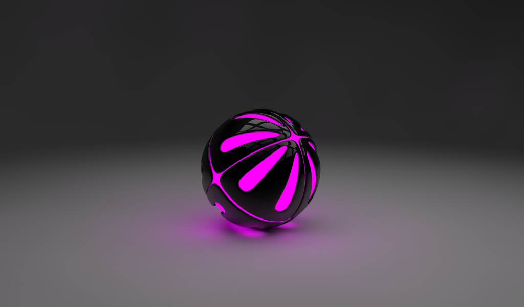 Сиреневый шар на сером фоне, 3-Д графика