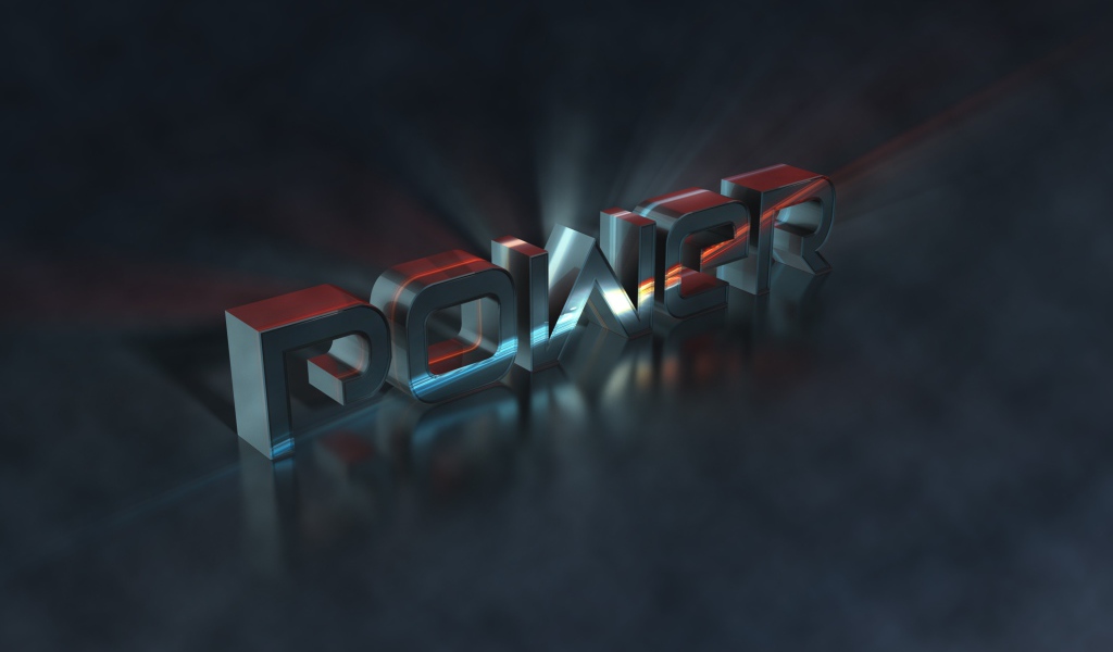 Металлическая надпись Power, 3Д графика