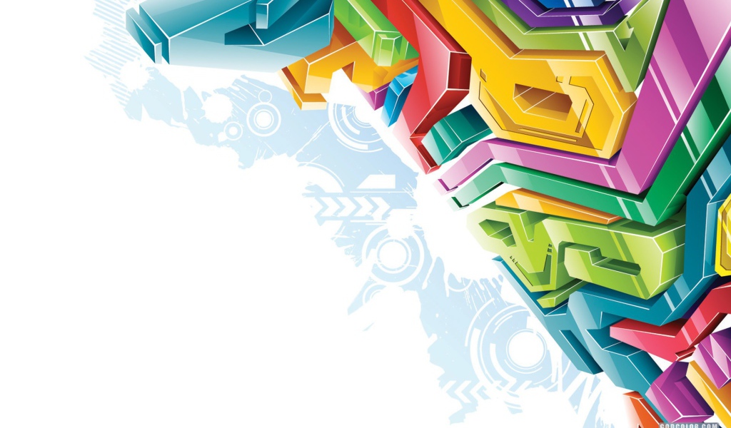 Разноцветные 3Д буквы на белом фоне