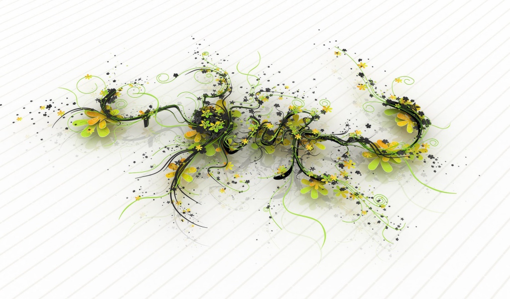 Растения в 3Д на белом фоне