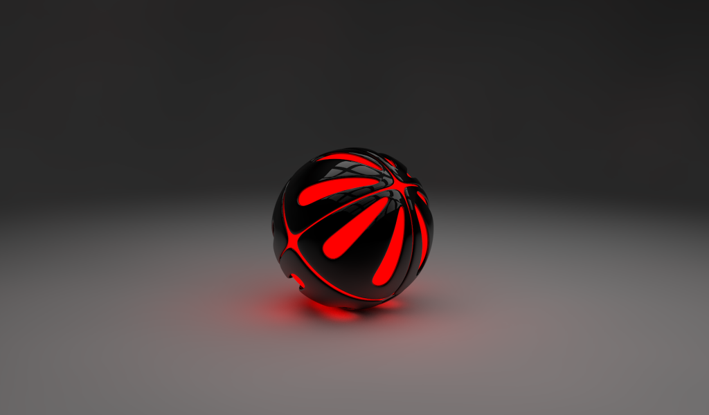 Красный шар на сером фоне, 3-Д графика