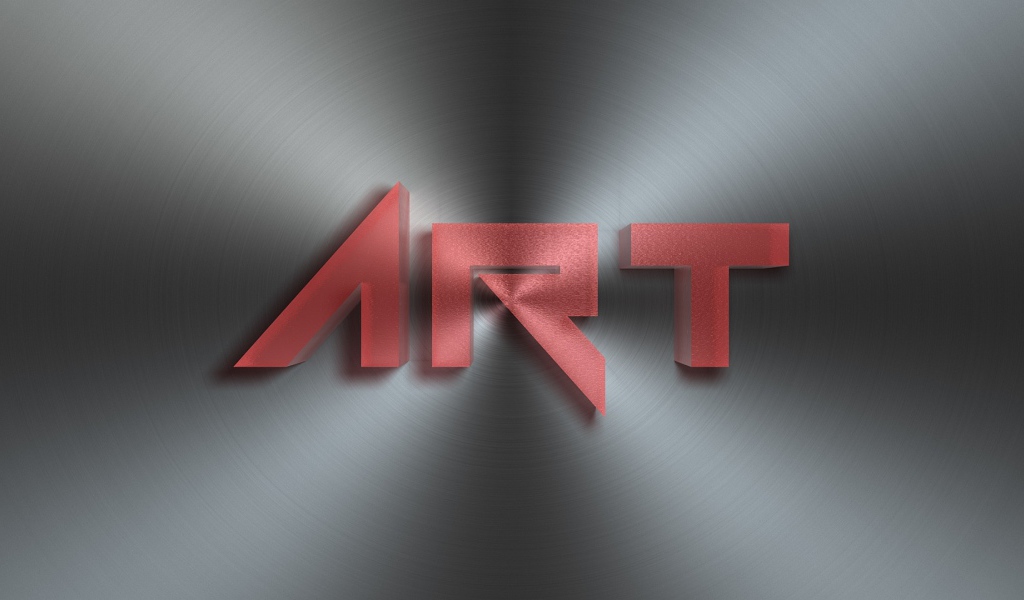 Красная надпись Арт на металле, 3д графика