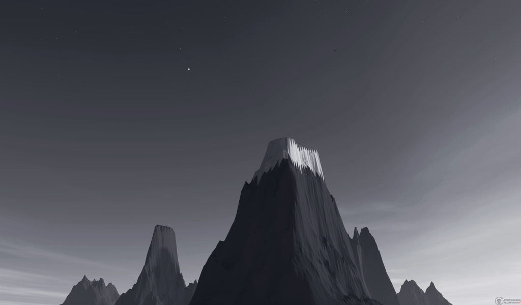 Снег на серой горе, 3Д графика