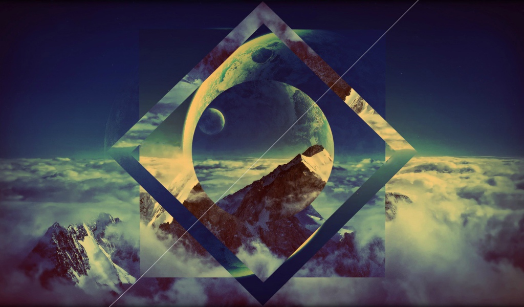 Квадрат на фоне гор