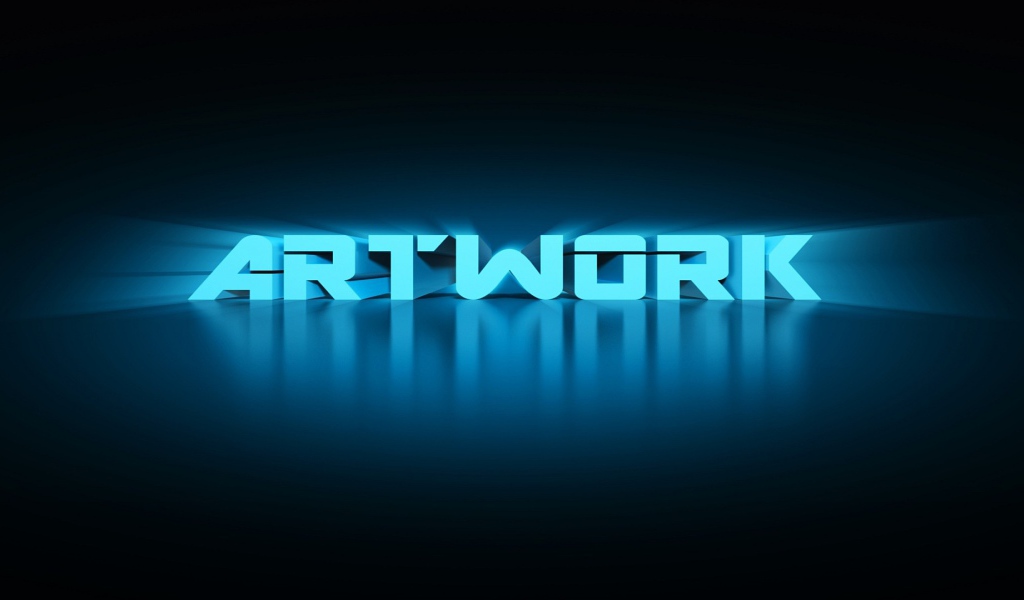 Голубые буквы на темном фоне, 3Д графика