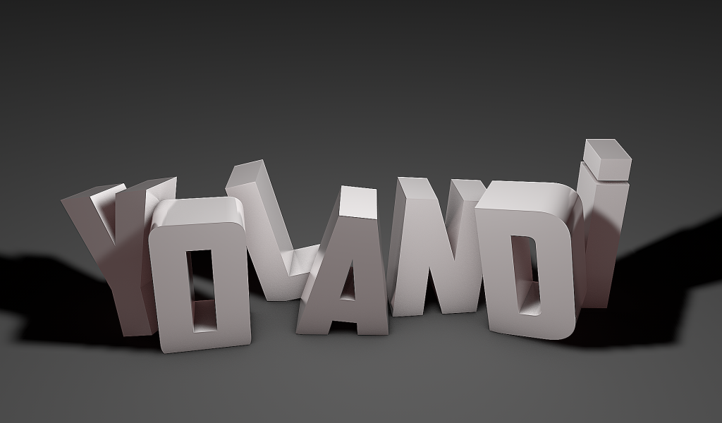 Белые буквы на сером фоне, 3Д модель