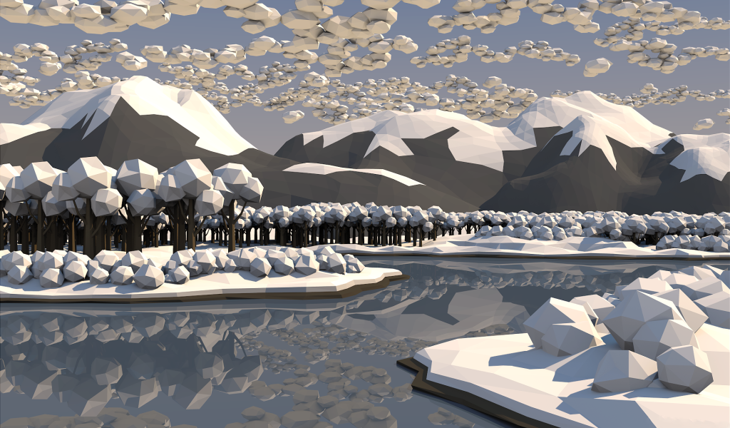 Зимний лес, 3Д графика