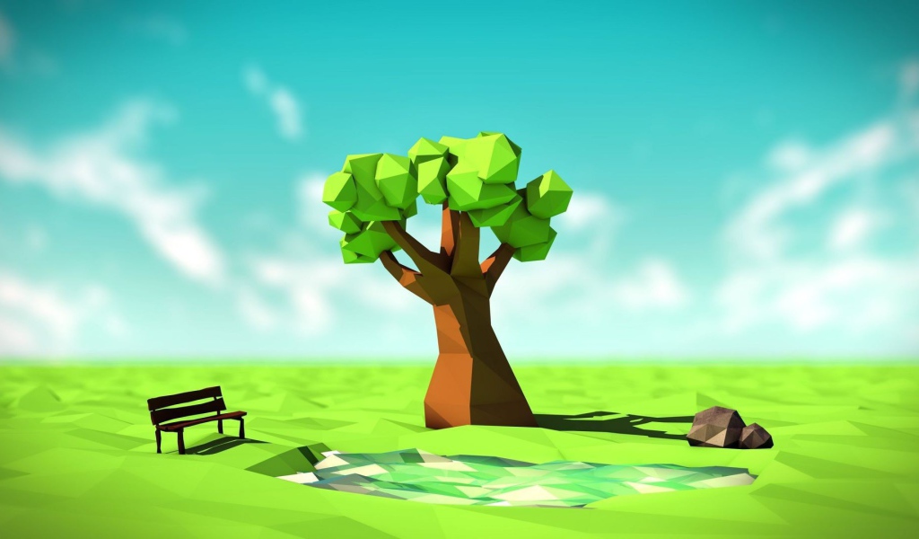 Дерево в поле, 3-Д графика