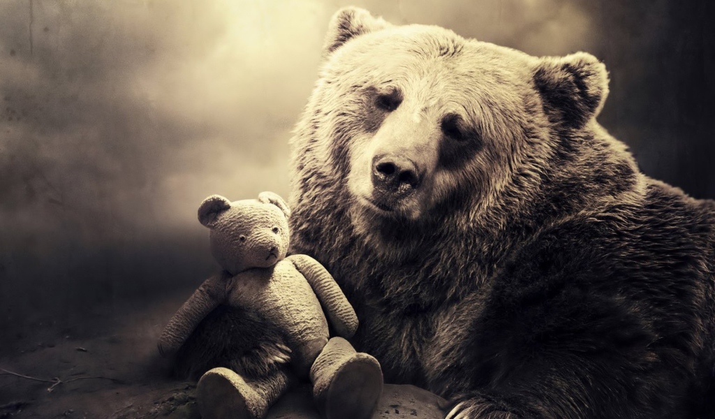 Медведь с игрушкой