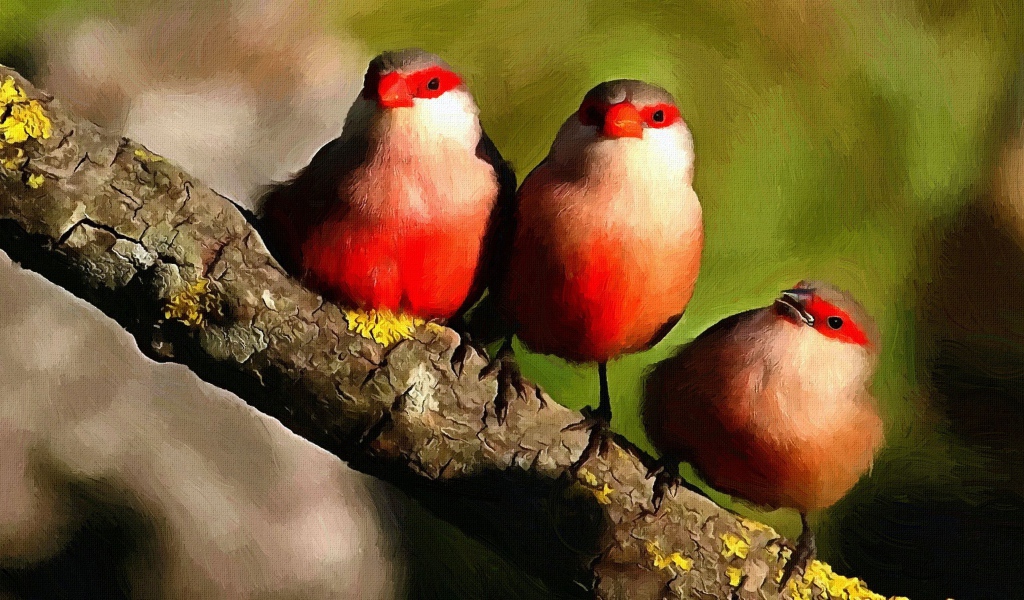 Три птицы на картине
