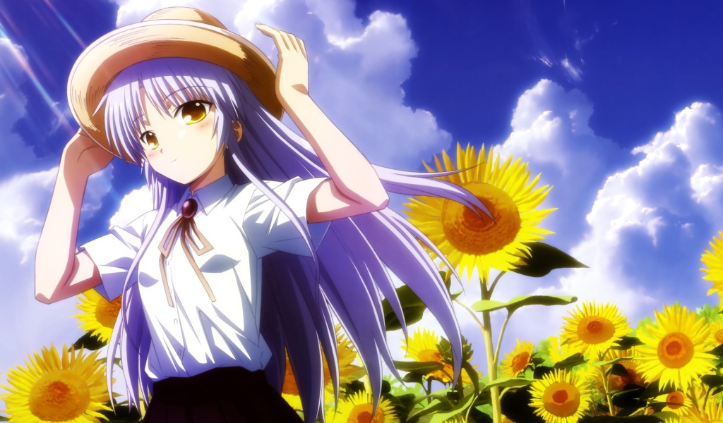Девушка среди подсолнухов в аниме Ангельские ритмы