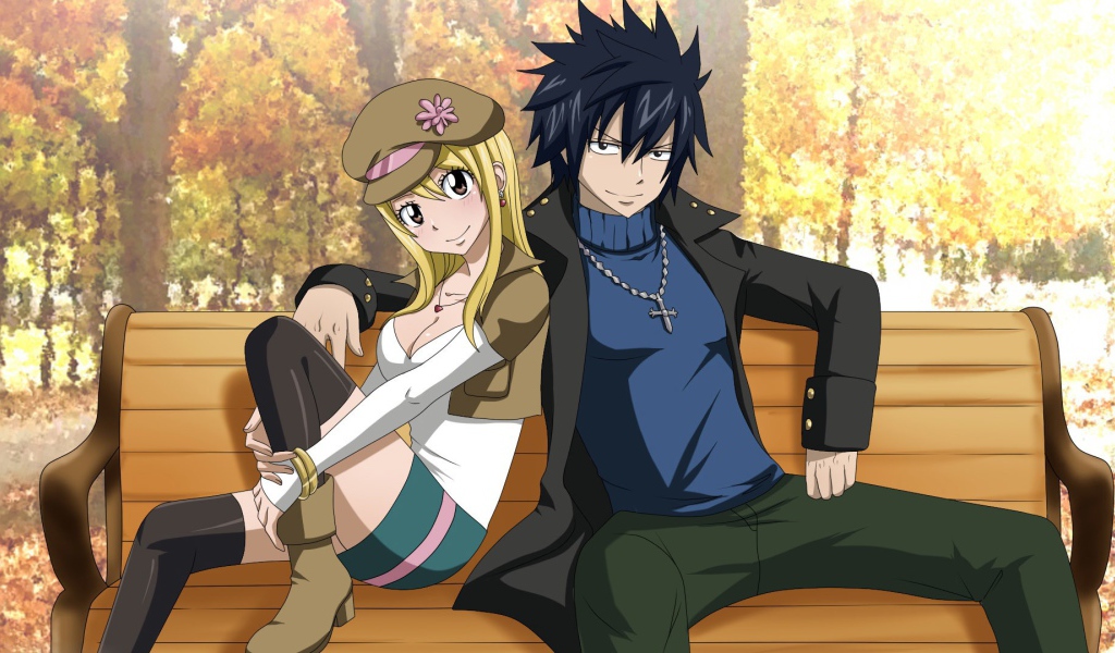 Парень и девушка в аниме Сказка о хвосте феи