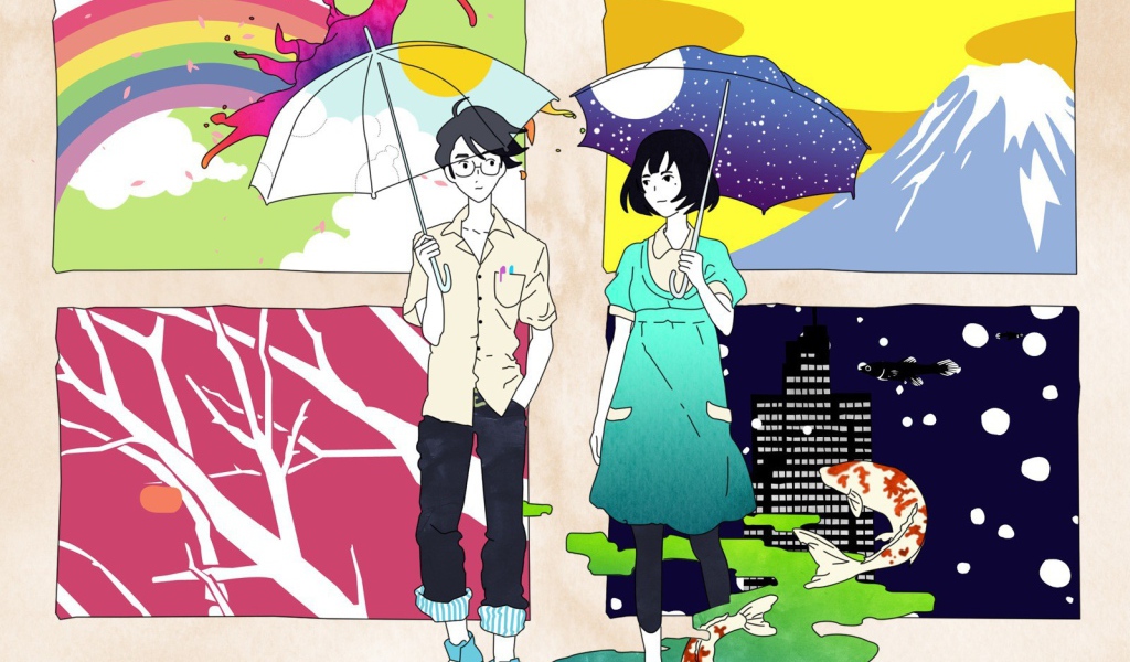 Акаши и Ваташи из аниме Сказ о четырех с половиной татами