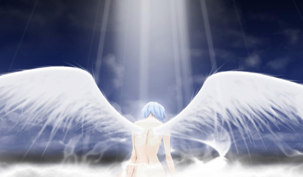 Ангел аниме в лучах света
