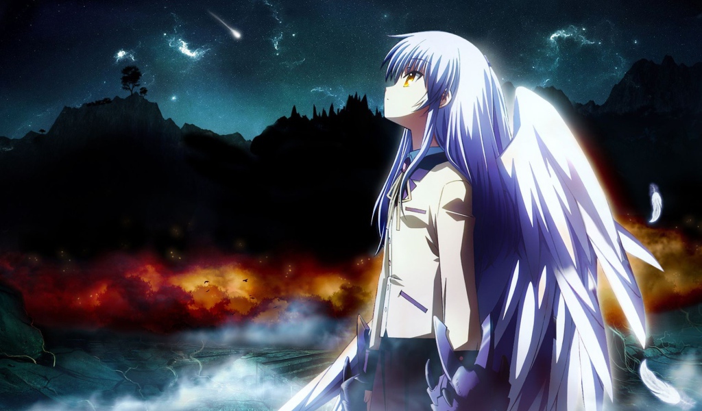 Ангел на фоне ночного неба, аниме Ангельские ритмы