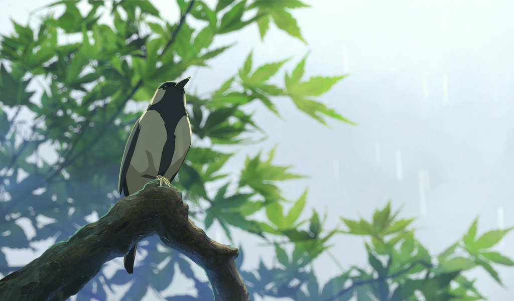Птица в аниме Сад изящных слов