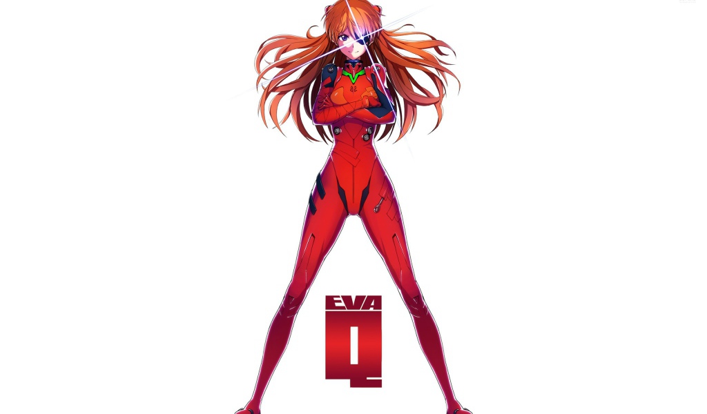 Девушка аниме Аска Лэнгли Сорью в красном