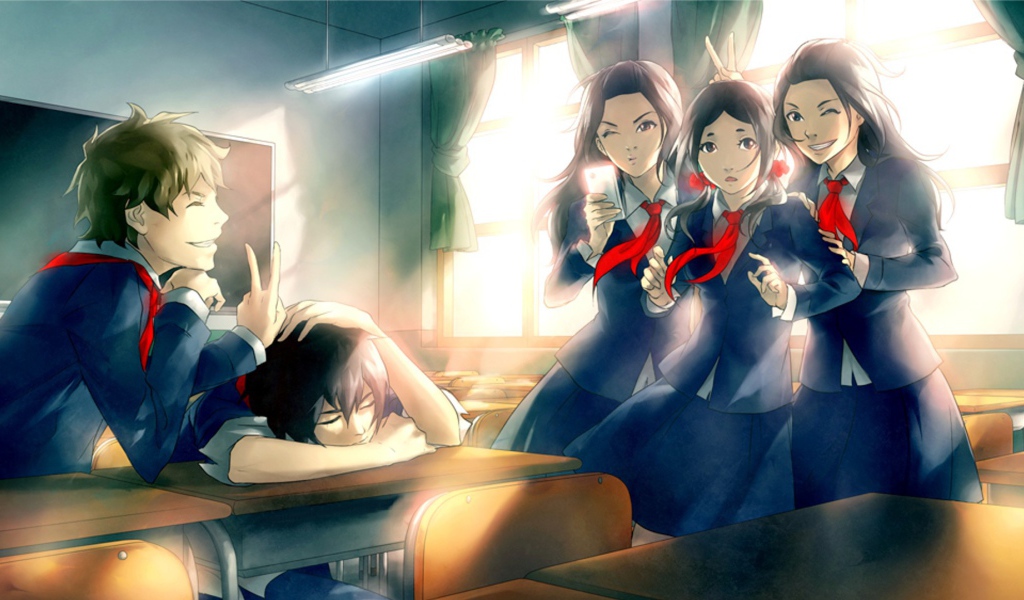 Персонажи аниме в школьной форме