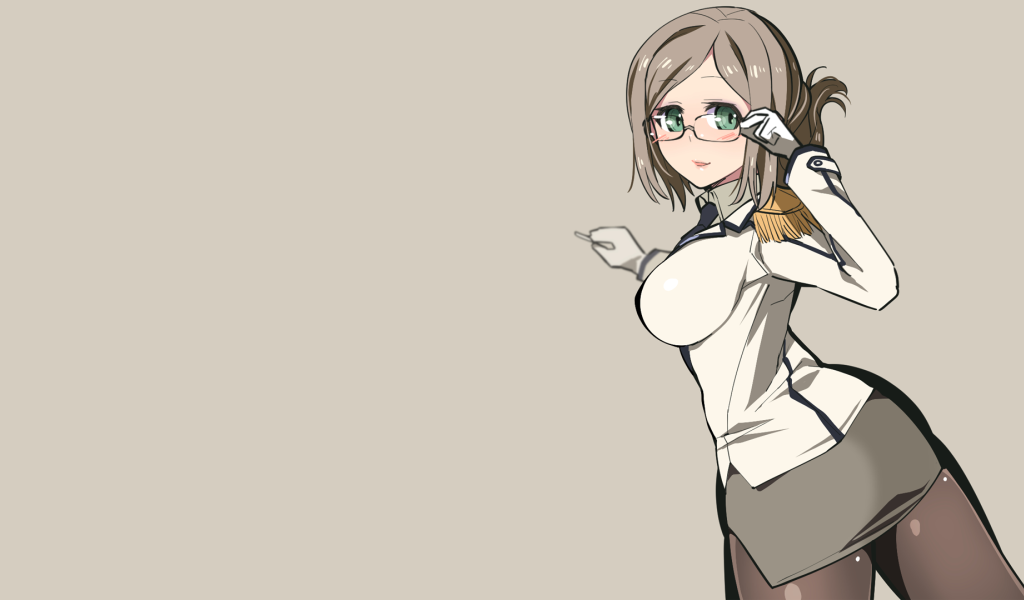 Аниме девушка Кантай, серый фон