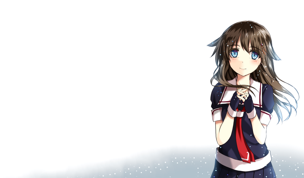 Аниме девушка Кантай, белый фон