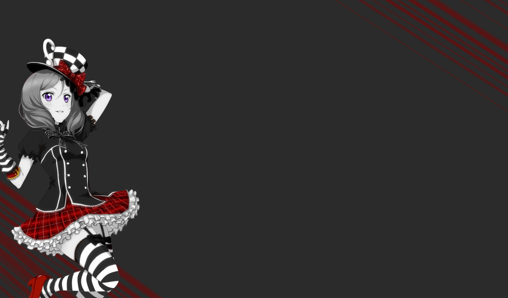 Аниме девушка в клетчатом цилиндре