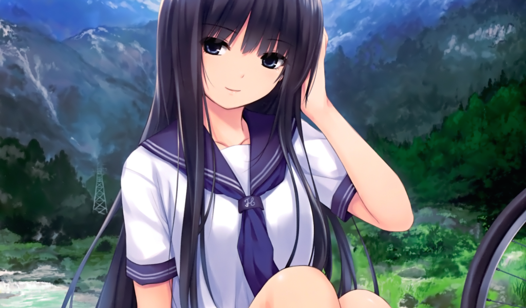 Девушка аниме на фоне гор, Coffee-Kizoku