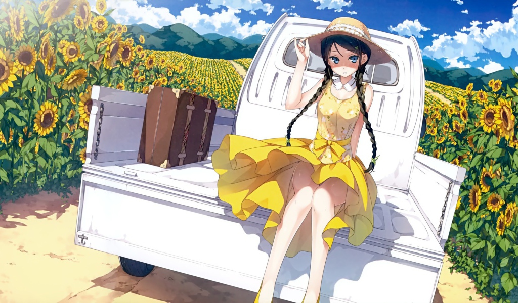 Девушка аниме на ферме