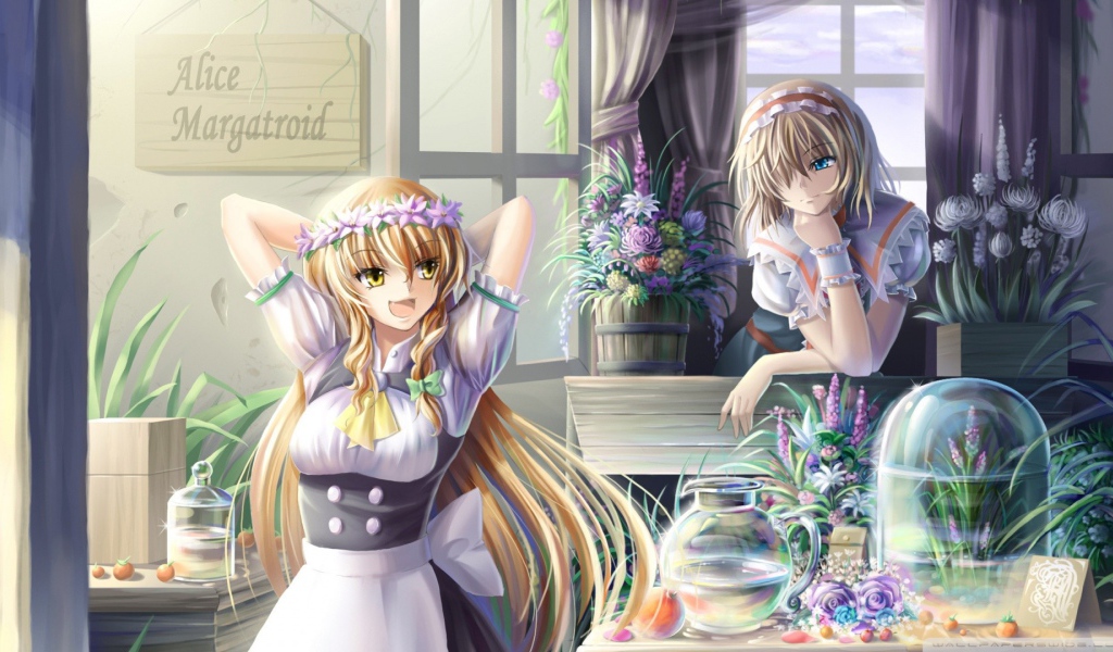 Аниме девушки продают цветы