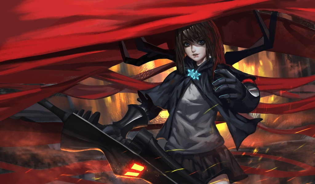 Девушка аниме под красной накидкой, Pixiv Fantasia