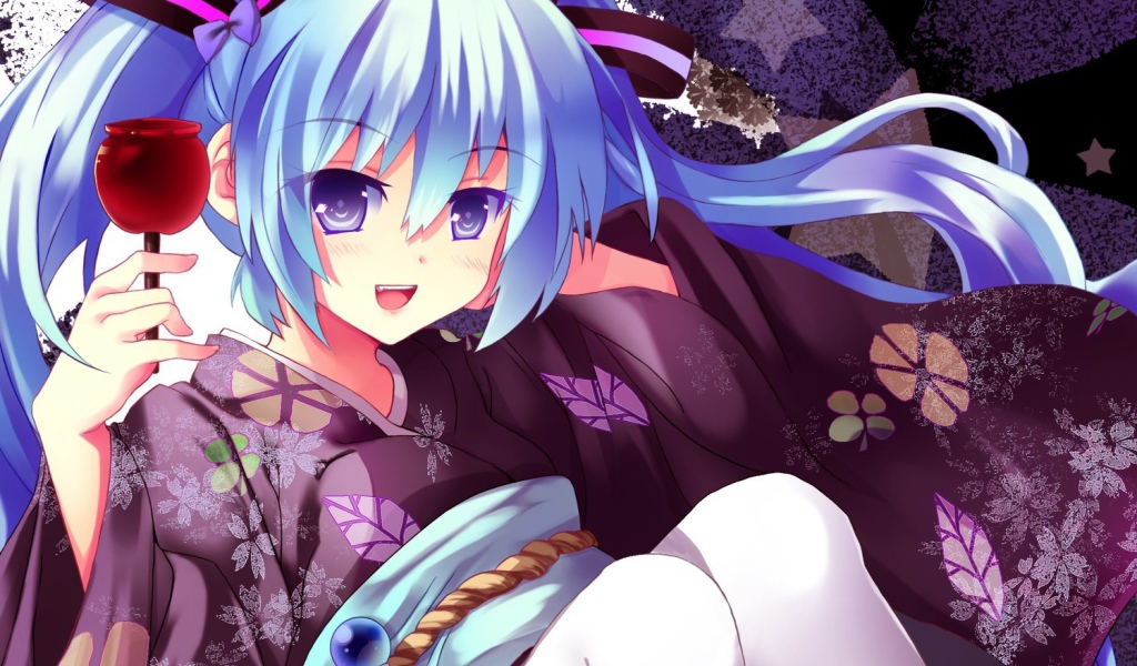 Аниме девушка с бокалом в руке