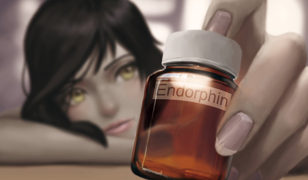 Аниме девушка с баночкой эндорфина